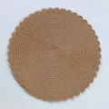 Ronde geweven placemat geschulpte rand papieren touw tafelmat voor keuken eetkamer decoratie - 38 cm / Bruin