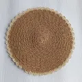 Set da tavola tondo tessuto marrone beige tovaglietta resistente al calore per sala da pranzo. - Pizzo beige bicolore