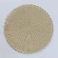 Ronde papieren geweven placemat beige gegolfde rand tafelmat voor keuken decoratie - 38 cm / Beige
