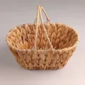 Natuurlijke handgeweven waterhyacint mand met detail van gevlochten textuur - Bovenste Lengte 25*Breedte 17*Hoogte 12cm / Originele Kleur