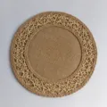 Round jute paper woven placemat natural heat insulated table mat for kitchen home decor. - 38 cm / Beige
