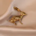 Broche de conejo dorado vintage de metal animal elegante accesorios de ropa regalo - Conejo Vintage / Dorado