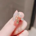 Elegant tree-shaped gold brooch pin with sparkling cubic zirconia stones for women - Tree of Life (129#)