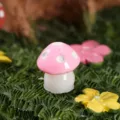 Miniatura de champiñón de resina color rosa blanco micro paisaje jardín de hadas decoración - 1cm de Altura / Rosa