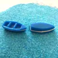 Blue miniature rowing boat figurines for DIY ocean bottle seascape landscaping SKUs - Origami Boat / 1 Piece (2.5CM) / Blue