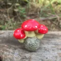 Resin mushroom trio miniature for micro landscape succulent garden decoration - Three-Head Style / 3cm / Red