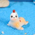 Cute resin sea lion figurine micro landscape aquarium ornament fish tank decoration - White Orange Sea Lion Father