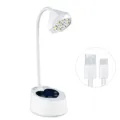 Lotus-shaped UV nail lamp with heart-shaped base and USB charging cable detail - M1S Rechargeable Style (qt0837) / White