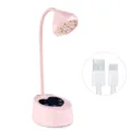 Professional pink lotus-shaped LED nail lamp featuring heart base and USB-C cable detail - M1S Rechargeable Style (qt0837) / Pink