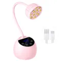 Lámpara de uñas LED UV rosa con forma de loto, cuello flexible y cable de carga USB - Estilo de Inducción / Rosa