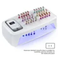 Professional 256W UV LED nail lamp curing various press-on nails on magnetic display stands - Press-on Nail Lamp US Plug