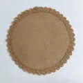 Tovaglietta rotonda in iuta con bordo in pizzo di carta, isolamento termico minimalista. - 20cm / Stile pizzo caffè