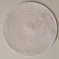 Primo piano della trama intrecciata rotonda della tovaglietta PP con dettagli e cerchi puliti. - 38 cm / Bianco
