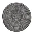 Mantel individual redondo nórdico tejido de algodón gris oscuro y blanco en espiral. - Gris