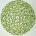 Groene ronde placemat van papierkoord, minimalistisch willekeurig geweven tafelmat. - Groen