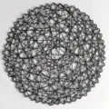 Moderne zwarte ronde papieren touw geweven placemat hittebestendige tafeldecoratie. - Zwart