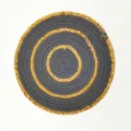 Round woven placemat cotton rope and straw heat resistant table mat kitchen dining decor - 18cm / Dark Gray