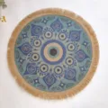 Tovaglietta rotonda in iuta con frange, tappetino decorativo da pranzo in stile etnico bohémien. - 38 cm / Stile Nappina 6