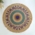 Set da tavola rotondo in juta con frange e stampa etnica colorata, ideale per decorare. - 38 cm / Stile nappe 8