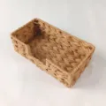 Macro detail showing the durable woven texture of this rectangular waterproof PP tissue box. - 24cm*13cm*7cm / Brown