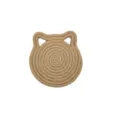 Top-down view of cat ear shaped woven cotton rope heat insulation mat with spiral texture - 30cm / Hemp Color