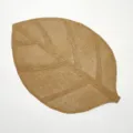 Leaf shaped paper placemat for dining table decoration, natural woven style plate mat. - Light Coffee