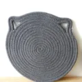Handmade gray cotton rope heat insulation mat with cute cat ears shape for kitchen - 30cm / Dark Gray