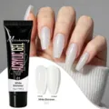 Close-up of white shimmer nail extension gel with glossy and frosted finish effects - B01 White Shimmer / 15g Pack
