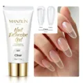 Detail of clear nail extension gel showing glossy and frosted finishes on nails. - Clear (A01)