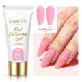 Detailed display of pink nail extension gel on nails and its glossy vs frosted finish - Pink (A03)