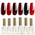 6-Color UV LED gel nail polish set featuring deep red, burgundy and black glossy finishes - 6 Color Set 03