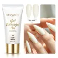 Detailed view of Milky White nail extension gel with glossy and frosted finish effects. - Milky White (A04)