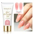 Detailed view of nude pink nail extension gel with glossy finish and product tube - Nude Pink (A05)
