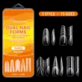Set di 75 tip professionali trasparenti per unghie in 5 forme e 15 misure - 75 Pezzi/Confezione / Set Dual Form 04