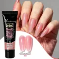 Detail of Misscheering pink glitter acrylic gel with glossy and frosted finish swatches - B06 Terracotta Shimmer / 15g Pack