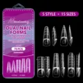 Set di 75 tip dual form professionali in 5 stili e 15 misure per ricostruzione - 75 Pezzi/Confezione / Set Dual Form 05