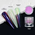 Chameleon aurora nail powder TN07 showing pink shimmer effect on different base colors - Dopamine Aurora Powder 07 (TN07)