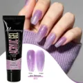 Detail view of lilac shimmer acrylic nail gel showing glossy and frosted finishes - B12 Lilac Shimmer / 15g Pack