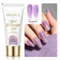 Λεπτομέρεια τζελ επέκτασης νυχιών Lilac Shimmer B12 με γυαλιστερό φινίρισμα. - Συσκευασία 30ml / Λιλά Λάμψη (B12)