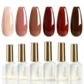 Professionele 6-kleuren UV LED gel nagellak set met elegante witte flesjes en gouden doppen - 6 Kleuren Set 12