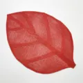Red leaf-shaped woven paper placemat for dining table decoration, kitchen DIY and party decor. - Red