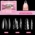Set professionale di 240 tip per unghie in soft gel, 3 stili inclusi motivi a conchiglia e squame - 240 Pezzi / 3D Texture Cangiante 04