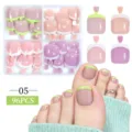 Box of 96 French style press-on toenails featuring four assorted colors and designs - 96 Pcs / Lilac Nude French (05)