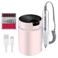 Professional portable electric nail drill kit with 45000 RPM high speed in pink. - Silver Style