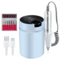 Professional 45000RPM electric nail drill machine kit with USB charging cable - Blue Style