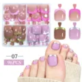 Detail of 96pcs French press-on toenails in four elegant color combinations. - 96 Pcs / Rose Gold Edge French (07)