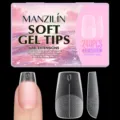 Ματ νύχια soft gel, σετ 240 τεμαχίων με βοηθητικές γραμμές και λεπτό σχεδιασμό - Στυλ Slim Straight Με Γραμμές Ευθυγράμμισης (A06)