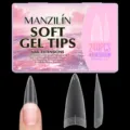 240τμχ ματ αμυγδαλωτά νύχια soft gel tips με οδηγούς για εύκολη εφαρμογή - Στυλ Slim Straight Με Γραμμές Ευθυγράμμισης (A12)