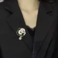 Elegant camellia pearl brooch, vintage floral lapel pin for women's winter coat blazer. - White