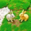 Figurines de lapin courant en résine miniature pour décor de plante succulente micro-paysage. - Lapin Assis / Jaune